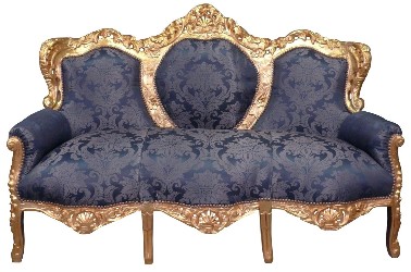 reproduction d'un canapé baroque antique bleu